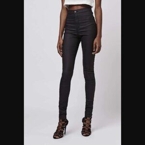 Topshop Moto Nordstrom ShopStyle Coated Joni Jeans Moto Pants in Black Sz 30/32